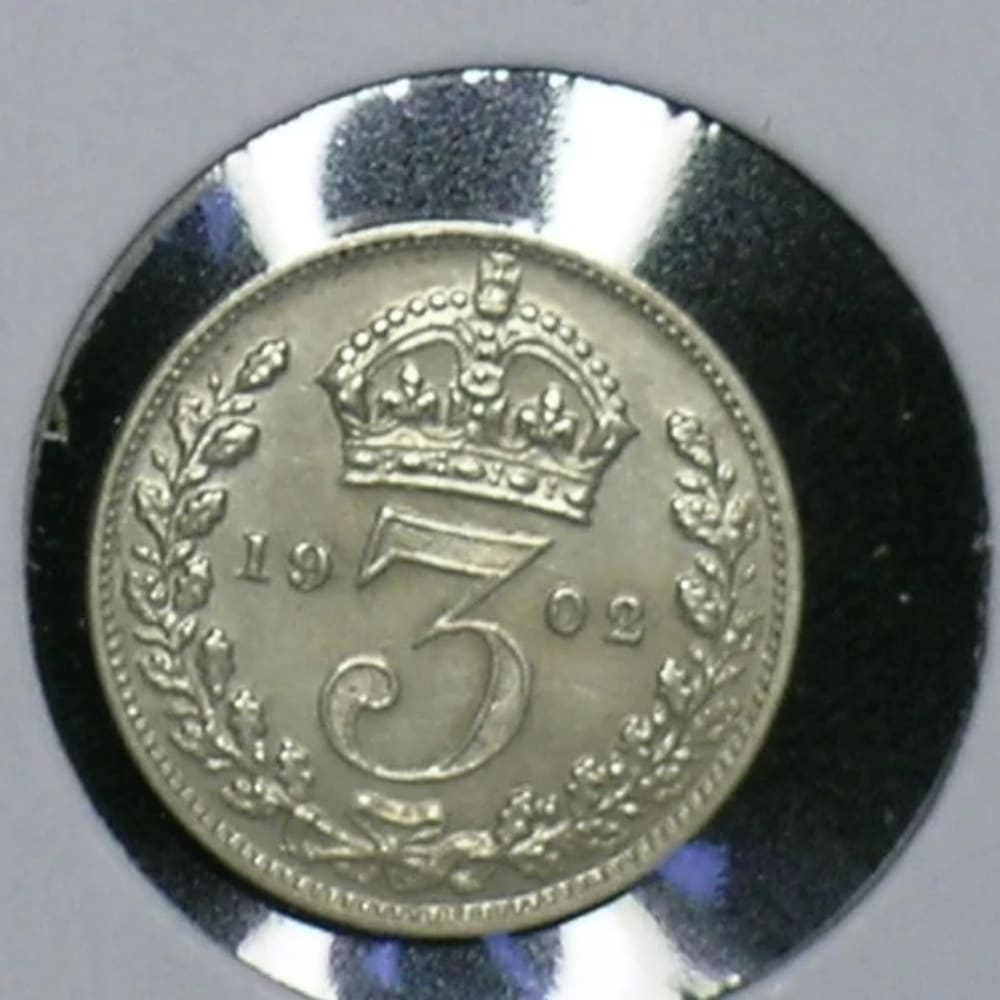 1902 Great Britain Maundy Silver 3 Pence Uncirculated Key Date